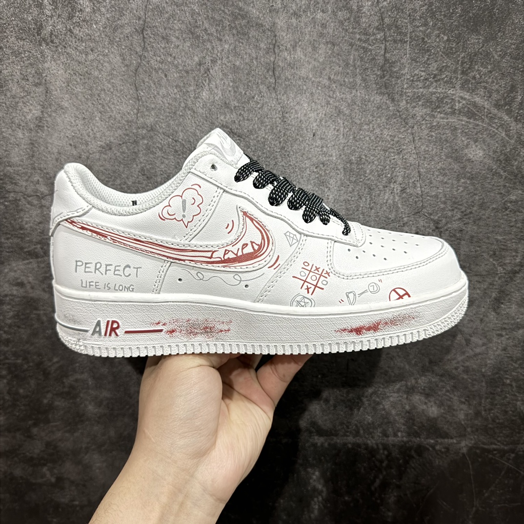 200 Nike Air Force 1 Low 07 二次元 艺术涂鸦 白红 AM0703-123