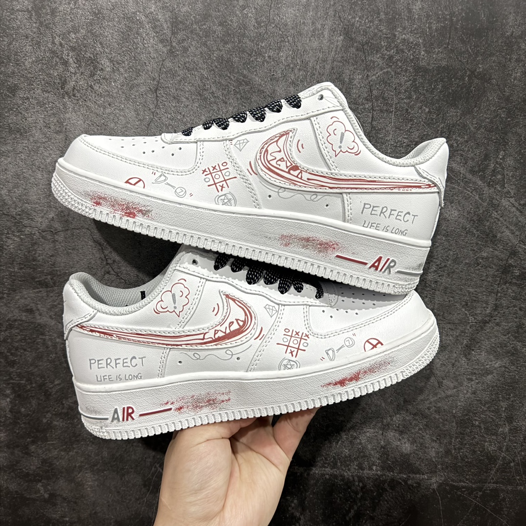 200 Nike Air Force 1 Low 07 二次元 艺术涂鸦 白红 AM0703-123