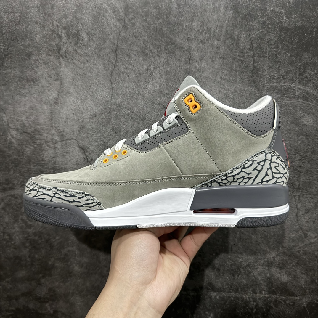 图片[2]-【原厂版】Air Jordan 3 AJ3乔3 男子文化篮球鞋小恐惧 酷灰CT8532-012nn原纸板楦头开发 原厂皮料完美版型 一比一鞋头弧度高度鞋身弧度数据细节工艺流程均保持原鞋一致原厂TPU网格鞋带扣 正确内里网布菱角分明不变形无多余毛边 柔软性质感一致于原鞋原厂织唛标 原厂飞人电绣工艺 印刷中底布 四线拉帮米色美纹纸贴合固定 进口港宝加持 后跟自然饱满 尺码：40 40.5 41 42 42.5 43 44 44.5 45 46 47.5 编码：X10380420-鞋库