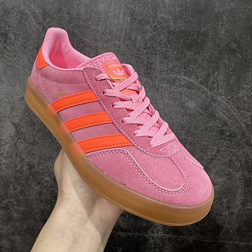 图片[6]-【正确版】阿迪达斯didas Gazelle Indoor Trainers 羚羊内训系列低帮复古百搭休闲运动德训风板鞋“翻毛束粉红橘n女鞋半码制n原楦原纸版开发版型n采用翻毛皮组合纤维革鞋面材质#外置RB橡胶大底❗️ 尺码：35.5-45 编码：LDS210230n-莆田鞋批发中心