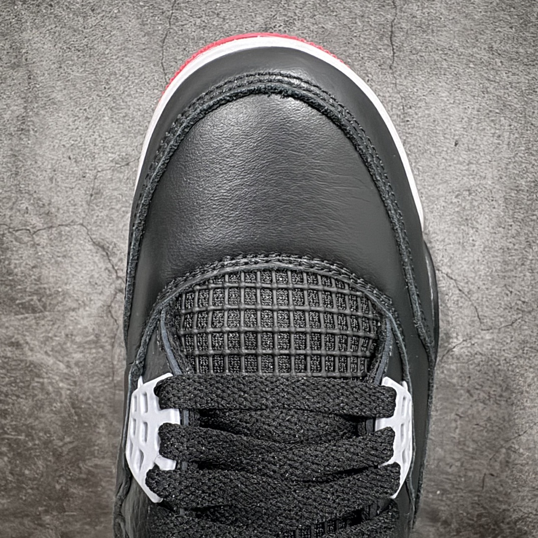 [GAT original leather version] Air Jordan AJ4 ”Bred Reimagined” black and red 2024 FV5029-006 for men and women