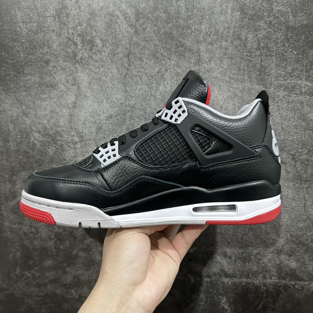 [GAT original leather version] Air Jordan AJ4 ”Bred Reimagined” black and red 2024 FV5029-006 for men and women