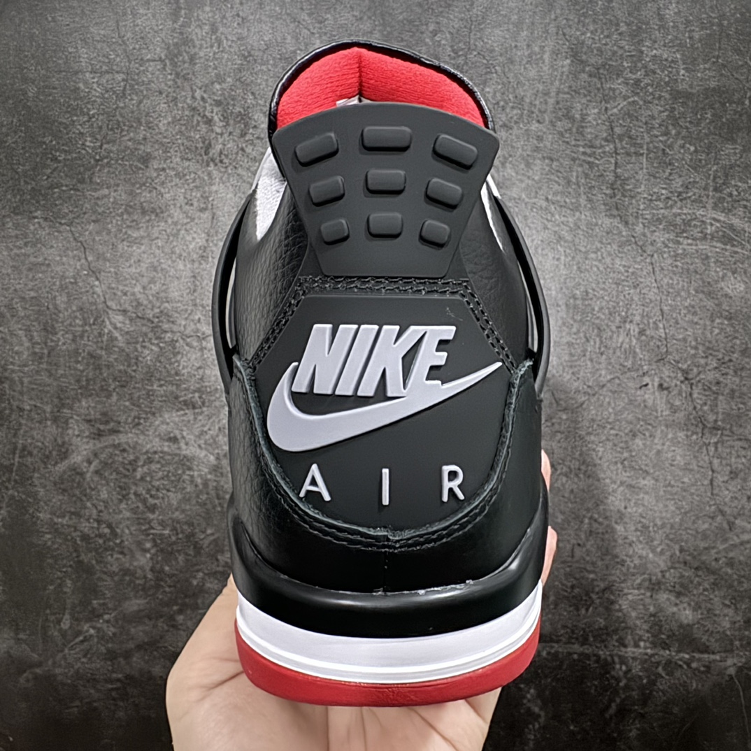 [GAT original leather version] Air Jordan AJ4 ”Bred Reimagined” black and red 2024 FV5029-006 for men and women