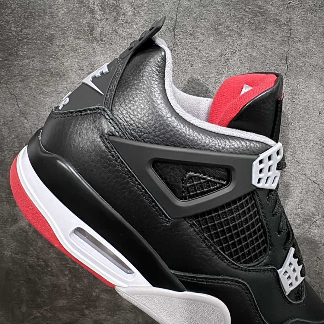 [GAT original leather version] Air Jordan AJ4 ”Bred Reimagined” black and red 2024 FV5029-006 for men and women