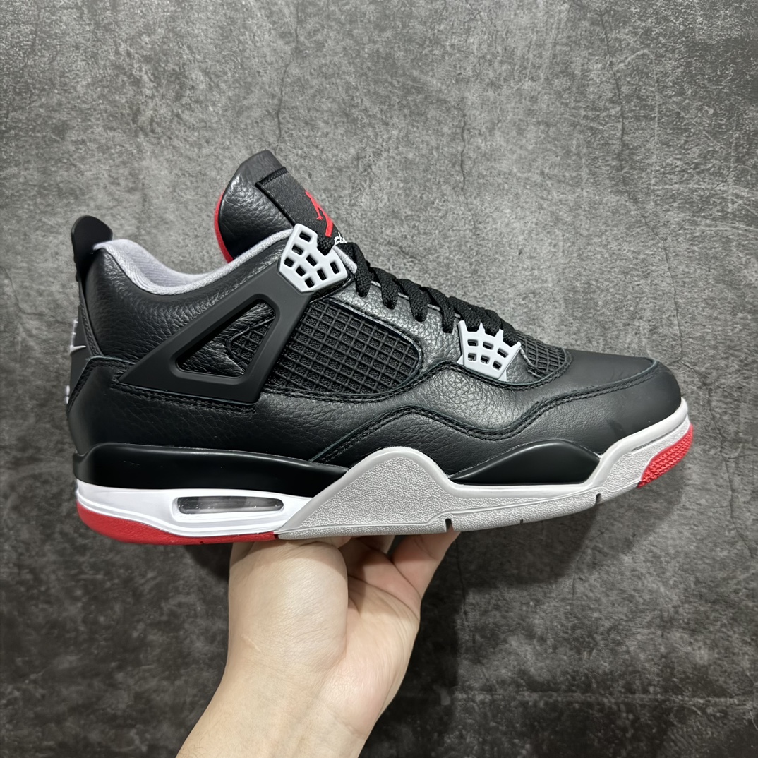 [GAT original leather version] Air Jordan AJ4 ”Bred Reimagined” black and red 2024 FV5029-006 for men and women