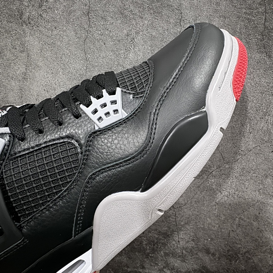 [GAT original leather version] Air Jordan AJ4 ”Bred Reimagined” black and red 2024 FV5029-006 for men and women