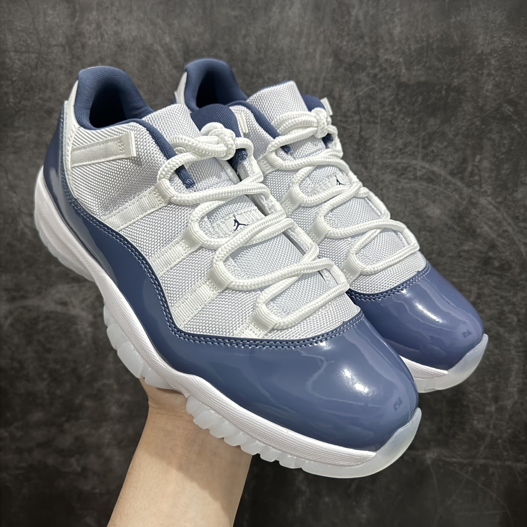 【外贸版本】Air Jordan AJ11 Low WMNS \”Diffused Blue\” 低帮 海军蓝 FV5104-104n新货无氧化 原楦原档案数据开模打造原厂中底拉帮钢印 原厂漆皮防冻不开裂 头层皮料 原装鞋撑水晶大底正确色度色泽 原楦原数据刺绣原厂车缝走线及对位 毫厘不差 飞人logo采用原数据电脑刺绣 原装正品碳纤维真实碳板 增强抗扭 原内标 原盒标 正确官方原盒 原厂防氧化水晶外底 原厂配套厂全掌solo气垫Size：40 40.5 41 42 42.5 43 44 44.5 45 46 47.5 编码：DT380420-鞋库