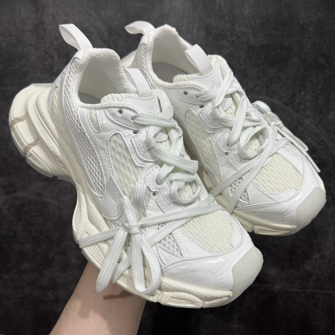 纯原BALENCIAGA3XLSneakers巴黎世家十代网布系带低帮走秀复古老爹鞋白夜光全新版本全新顶