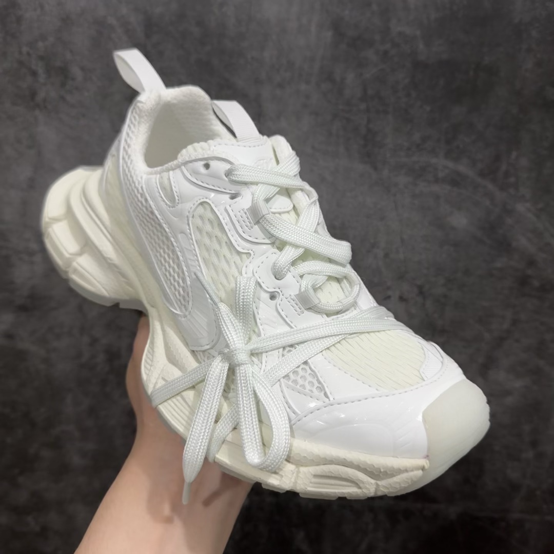 纯原BALENCIAGA3XLSneakers巴黎世家十代网布系带低帮走秀复古老爹鞋白夜光全新版本全新顶