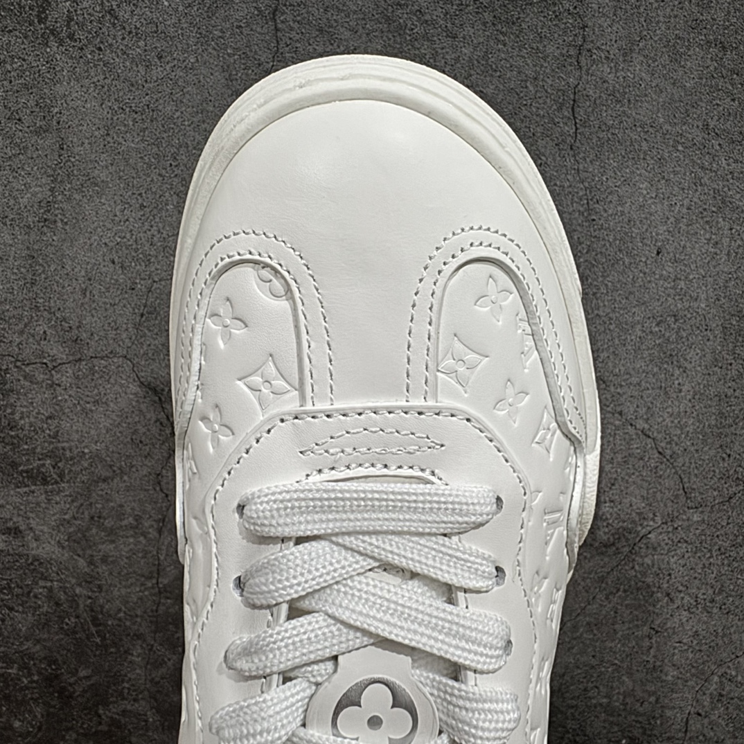 图片[5]-【广东纯原版本】2024ss 春夏新品 路易威登Louis Vuitton Groovy Platform Low Sneaker 时髦增高系列低帮松糕厚底百搭德训风休闲小白运动鞋“皮革白灰橙尾压纹LV老花” 尺码：35-41nn女鞋广东原产n配置抽屉礼品鞋盒及包装说明书n防尘布袋物件(附送快递加固牛皮纸外盒!!)n采用固色牛反绒组合头层皮革饰片鞋面材质n高密度电脑车线工艺小牛真皮内里贴附PU超软脚感乳胶鞋垫n外置隔色TPU厚实高弹橡胶鞋底 编码：KH390420-鞋库