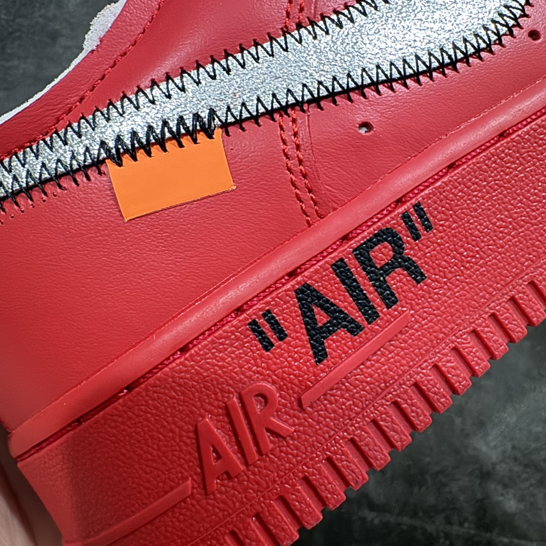 图片[2]-【纯原版】Off-White x NK Air Force 1 \”Red\” 空军一号 OW联名大红色艺术馆 AO4297-600 全套原原楦纸版开发 越南原大装底 重金采购原厂Prime Asia贝利进口皮料 内侧标语字体三段大小 原厂油墨加持 色泽亮度 高频效果一致 全鞋电脑针车 工整有序 视觉效果满分 原厂拉帮手法 标准四线 密度针距针孔大小控制到位 原装反口里网布海绵 正确卡色网眼大小 原厂港宝加持完美还原灵魂版型 原盒原配从里到外百分百还原 内置Sole气垫 中底白色背胶SIZE：40 40.5 41 42 42.5 43 44 44.5 45 46 47.5n-莆田鞋批发中心