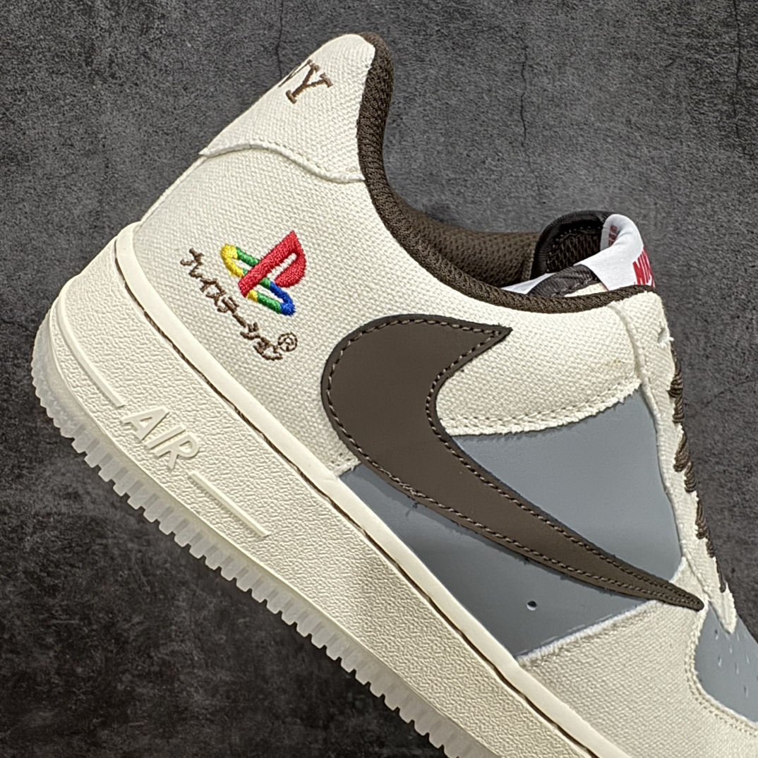 公司级NKTravisScottxPlaystationxNikeAirForce1Low三方联名倒钩反