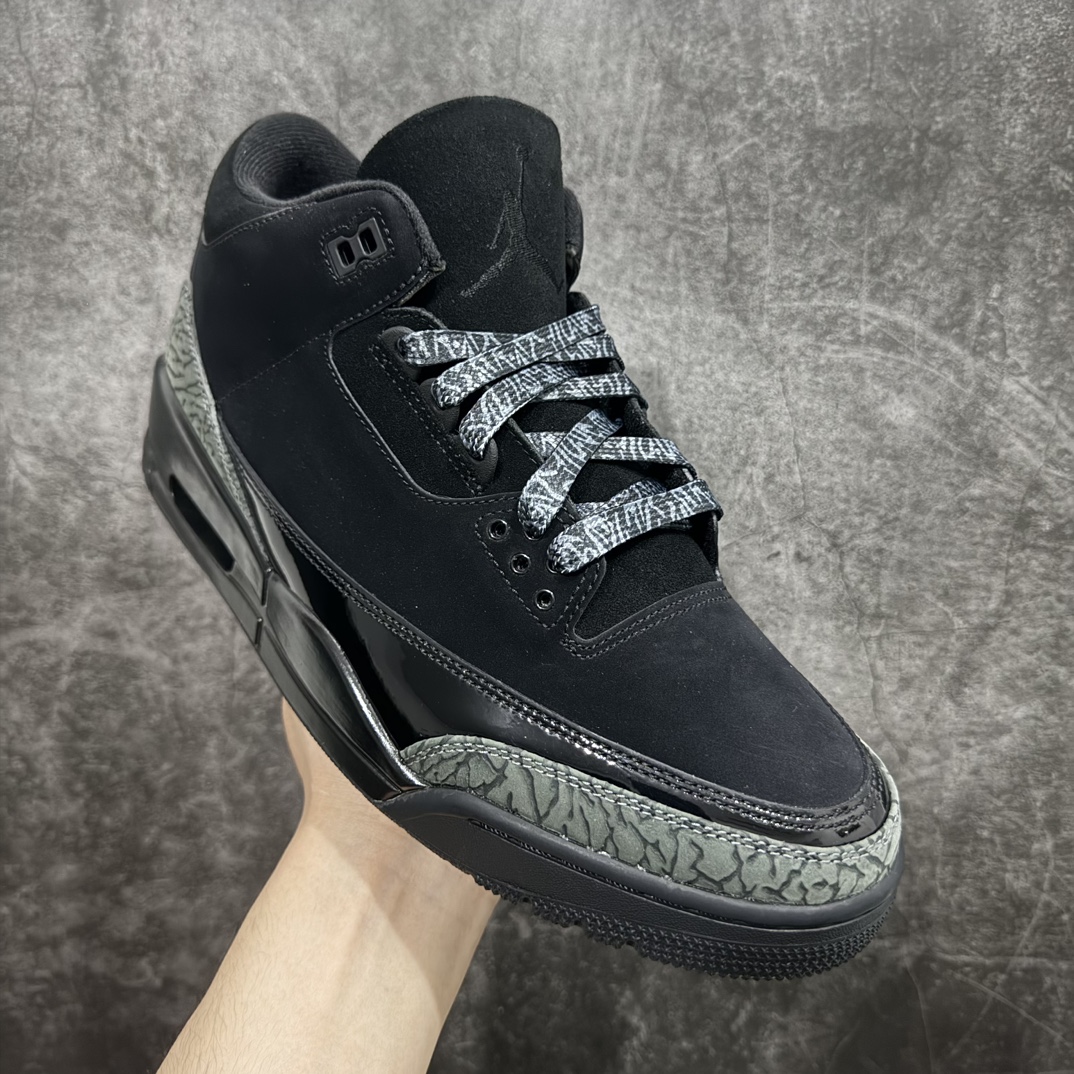 图片[3]-【纯原LW版本】Air Jordan 3 Retro AJ3 乔3黑猫 爆裂纹 CK9246-168n 全套原纸板楦头开发 原厂大底磨具加持立体防滑纹理 原装可视Air Sole气垫 原汁原味最完美的三代版型 唯一正确鞋头趴度弧度高度鞋身腰线 原厂TPU彩虹扎染后跟饰片 正确内里反口里网布 皮料菱角分明不变形无多余毛边 广东原厂zp同批次手工大底描漆拉丝 市场唯一原厂鞋扣模具 原厂织唛标 原厂飞人电绣工艺 尾指中部跳三针 独家绑鞋带手法 印刷中底布 四线拉帮 米色美纹纸贴合固定 进口港宝加持 后跟自然饱满 全鞋荧光划线卡点 追求极致完美 每一双都是工艺品 多重QC质检 超越公司货的品控标准 实实在在的免检产品  尺码：40 40.5 41 42 42.5 43 44 44.5 45 46 47.5 48.5 编码：X10450480-鞋库