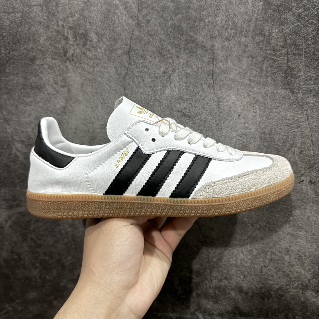 【纯原版】Adidas Originals Samba Decon\”Cloud White\”桑巴超薄软皮版系列绅士德训足球风百搭低帮休闲运动板鞋“单层皮白黑升级底” 货号：IF0642  尺码：36-45 编码：DS250270-鞋库