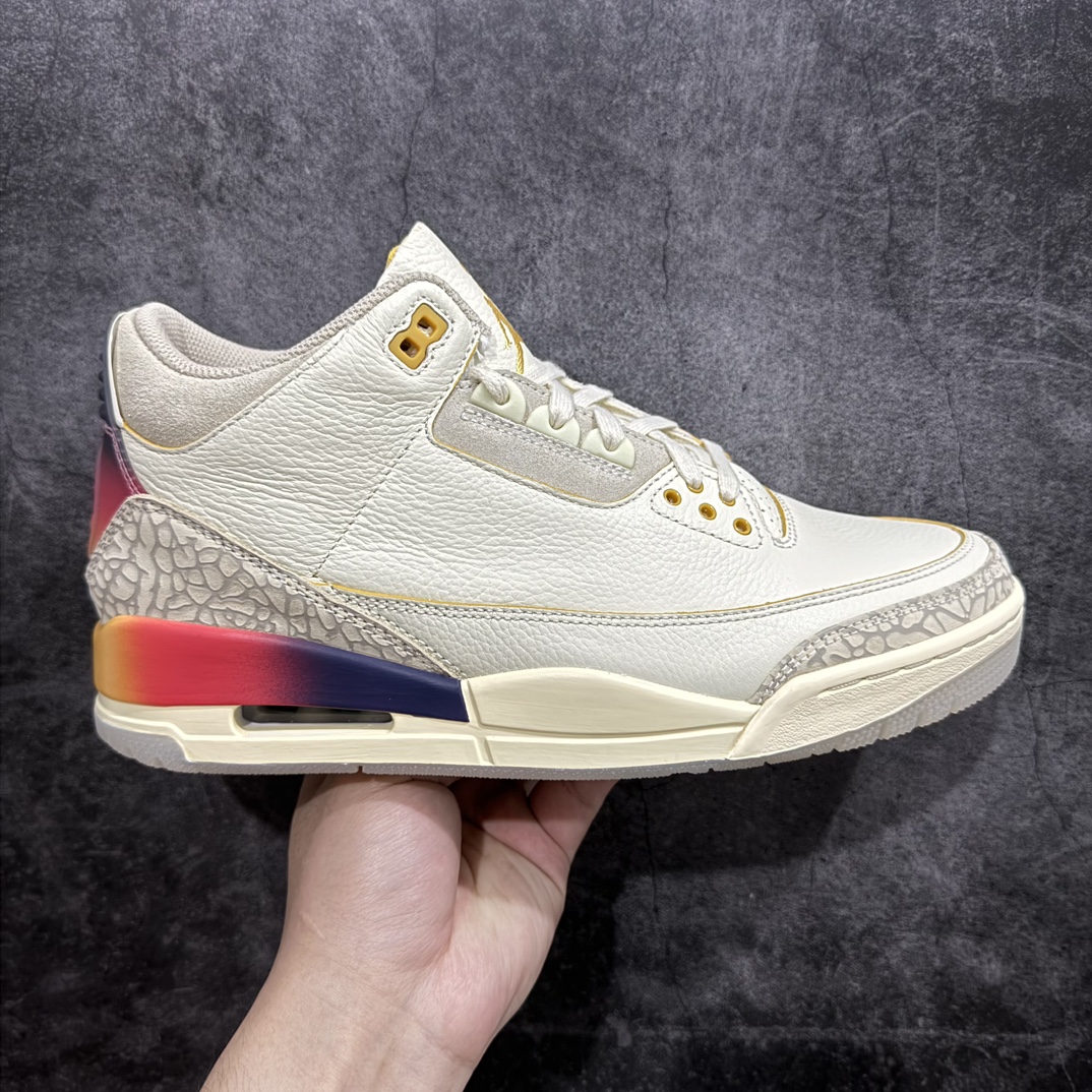 【原厂版】J Balvin x Air Jordan AJ3 联名白蓝红 彩虹渐变 FN0344-901专业AJ大厂出品 品质细节眼见为实全套原纸板楦头开发 原厂大底磨具加持立体防滑纹理 原装可视Air Sole气垫 原汁原味最完美的三代版型 唯一正确鞋头趴度弧度高度鞋身腰线 原厂TPU彩虹扎染后跟饰片 正确内里反口里网布 皮料菱角分明不变形无多余毛边 广东原厂zp同批次手工大底描漆拉丝 市场唯一原厂鞋扣模具 原厂织唛标 原厂飞人电绣工艺 尾指中部跳三针 独家绑鞋带手法 印刷中底布 四线拉帮 米色美纹纸贴合固定 进口港宝加持 后跟自然饱满 全鞋荧光划线卡点 追求极致完美 每一双都是工艺品 多重QC质检 超越公司货的品控标准 实实在在的免检产品  尺码：40.5 41 42 42.5 43 44 44.5 45 45.5 46 47.5 48.5 编码：X10380420-鞋库