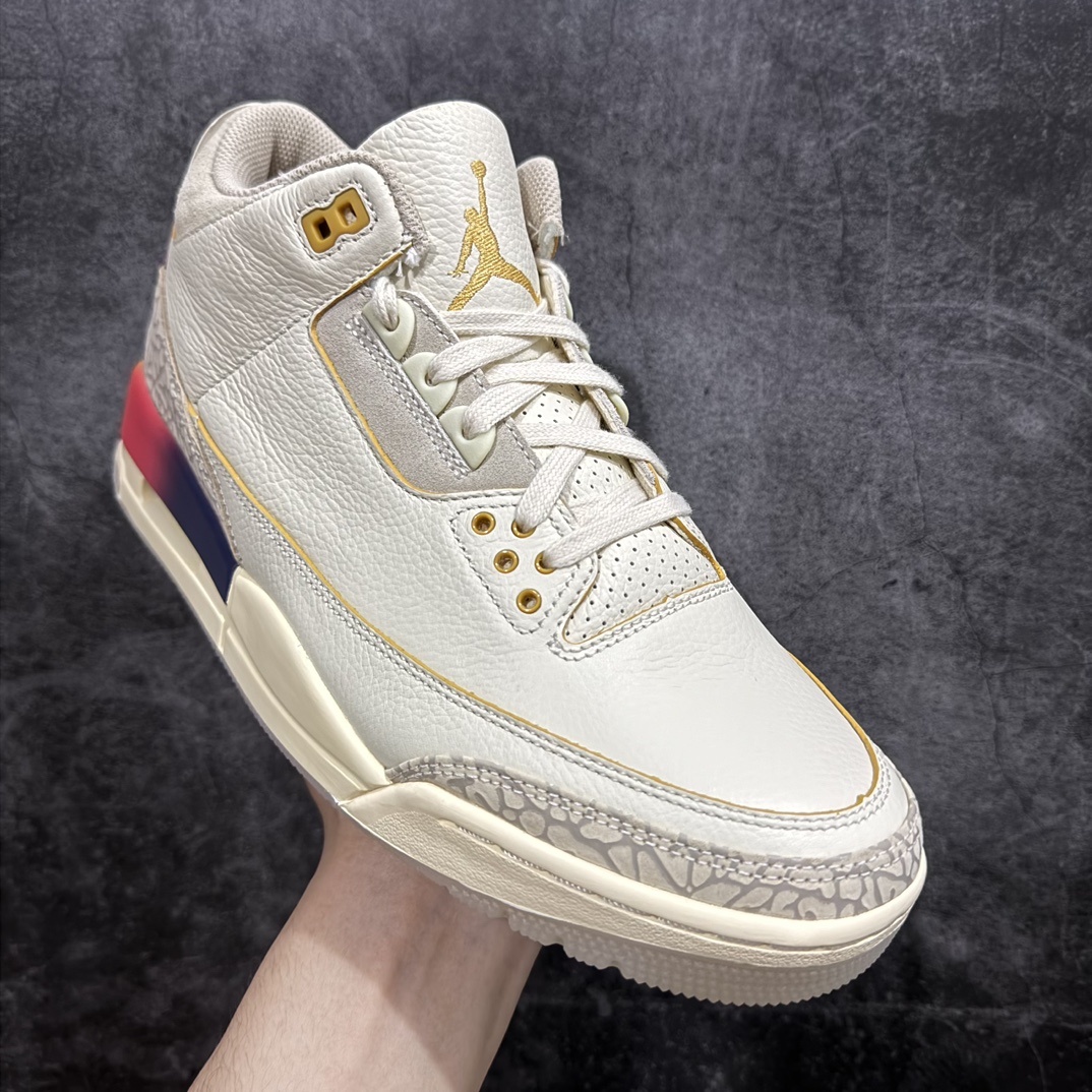 图片[3]-【原厂版】J Balvin x Air Jordan AJ3 联名白蓝红 彩虹渐变 FN0344-901专业AJ大厂出品 品质细节眼见为实全套原纸板楦头开发 原厂大底磨具加持立体防滑纹理 原装可视Air Sole气垫 原汁原味最完美的三代版型 唯一正确鞋头趴度弧度高度鞋身腰线 原厂TPU彩虹扎染后跟饰片 正确内里反口里网布 皮料菱角分明不变形无多余毛边 广东原厂zp同批次手工大底描漆拉丝 市场唯一原厂鞋扣模具 原厂织唛标 原厂飞人电绣工艺 尾指中部跳三针 独家绑鞋带手法 印刷中底布 四线拉帮 米色美纹纸贴合固定 进口港宝加持 后跟自然饱满 全鞋荧光划线卡点 追求极致完美 每一双都是工艺品 多重QC质检 超越公司货的品控标准 实实在在的免检产品  尺码：40.5 41 42 42.5 43 44 44.5 45 45.5 46 47.5 48.5 编码：X10380420-鞋库