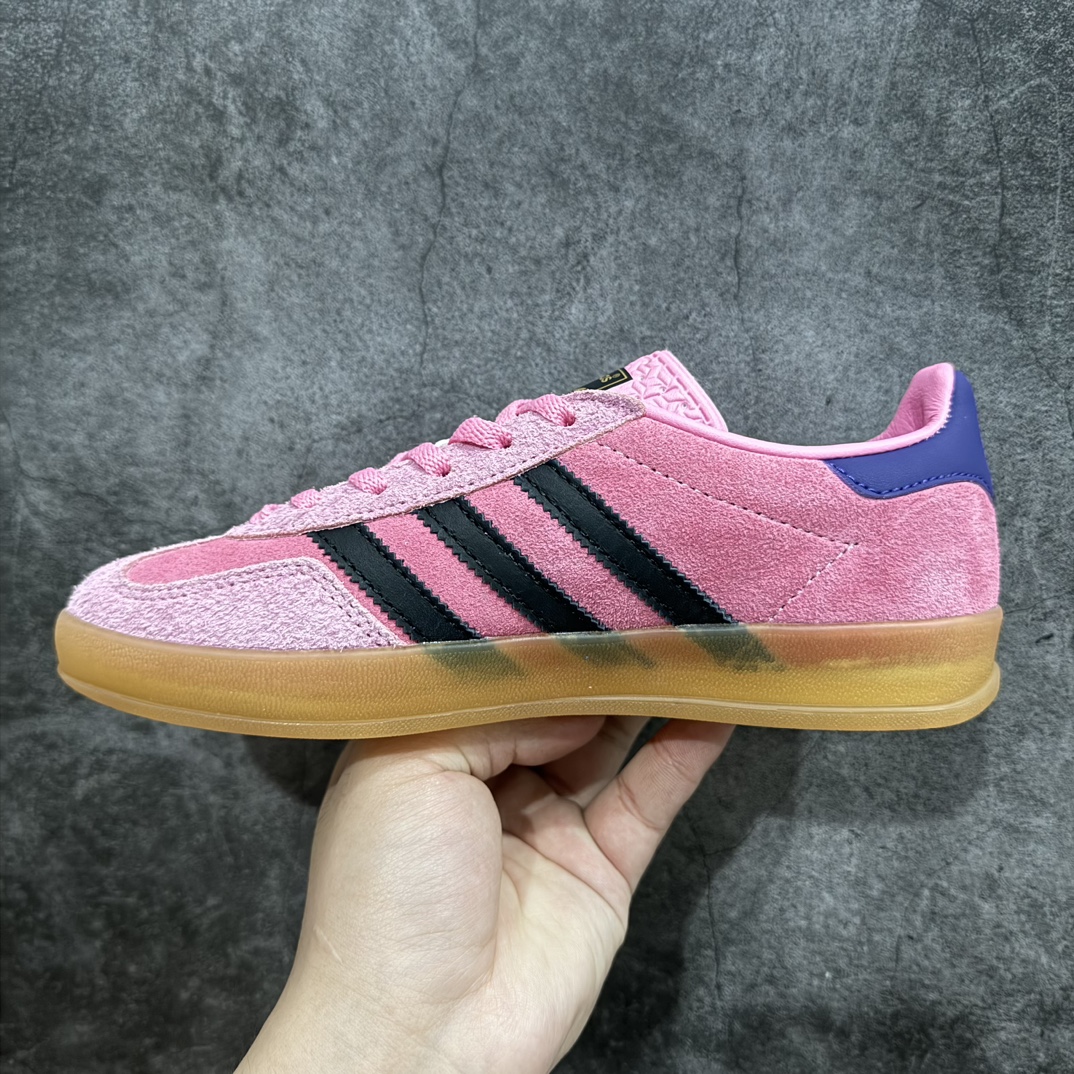 纯原版AdidasOriginalsGazelleIndoor防滑低帮T头德训鞋GZ复古系列粉黑IE70