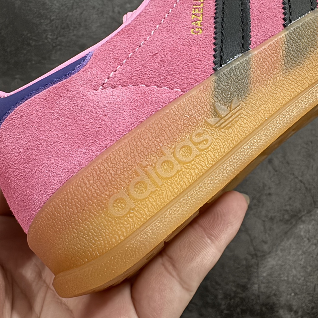 纯原版AdidasOriginalsGazelleIndoor防滑低帮T头德训鞋GZ复古系列粉黑IE70