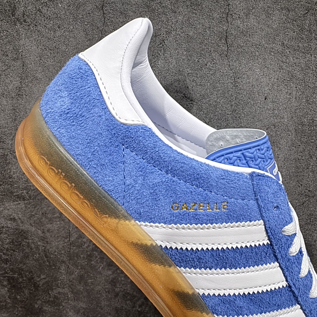 图片[7]-【KX纯原版】Adidas Originals Gazelle Indoor蓝白色 HQ8717 三叶草复古休闲防滑耐磨低帮板鞋nn正确粗反绒皮 正确鞋舌正确侧面压印凹陷烫金GAZELLE字母 海玻璃足弓鞋垫背部刷胶n纸板中底也都是同步原鞋 高价零售主推版本 尺码：35 36 36.5 37 38 38.5 39 40 40.5 41 42 42.5 43 44 44.5 45 46 47 编码：MF230250-鞋库