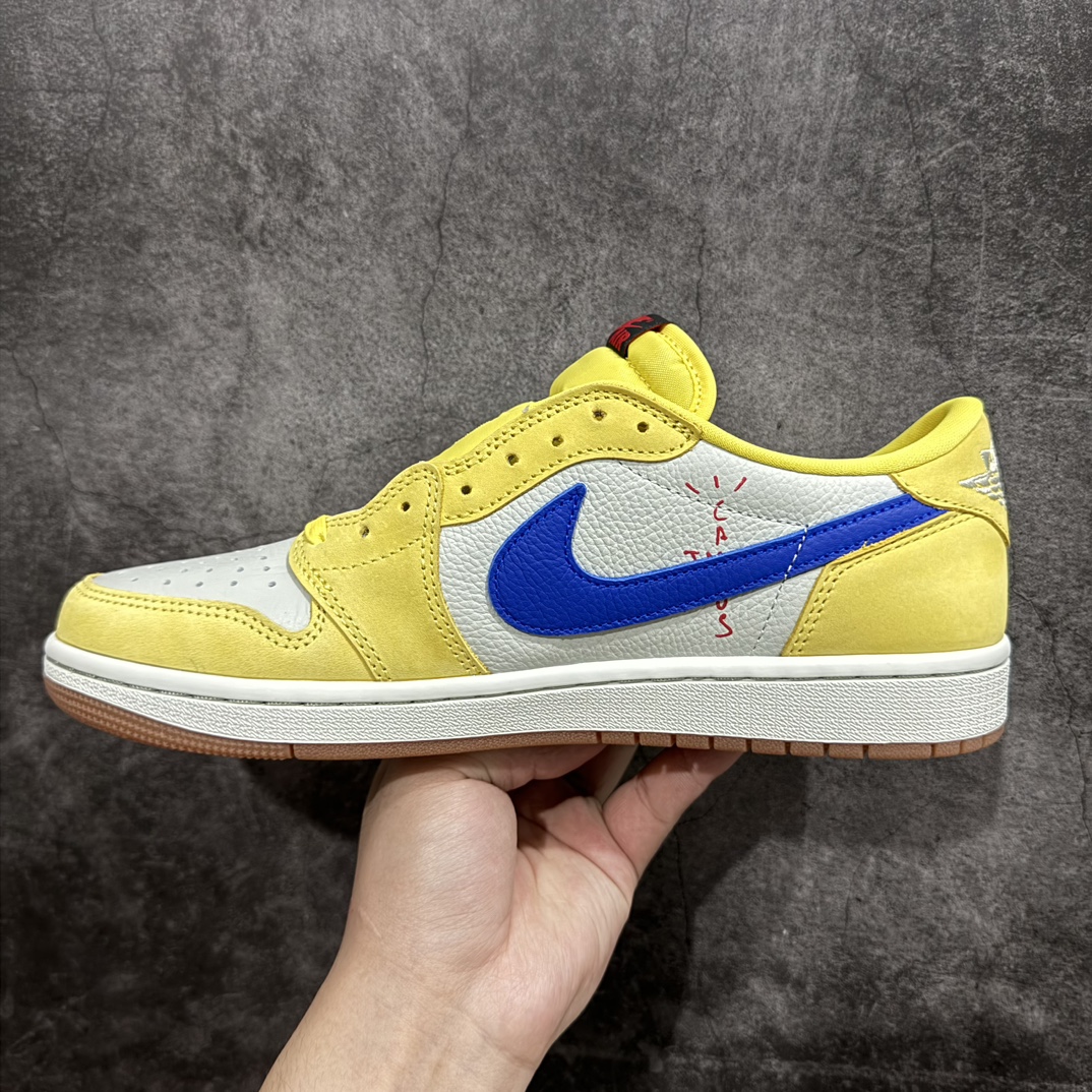 图片[2]-【全新DG2.0版】Travis Scott x Air Jordan AJ1 Low OG SP TS联名倒钩7.0低帮 黄蓝色 DZ4137-700nn全新版本出货 巅峰品质 天花板级别n细节改进版 实拍所见即所得 自行揣摩n此版在各大纯原阵营中 绝对是Top级别的存在‼️n实物过于完美 高端零售主推版本 关键价格也不杀猪💪🏻nn纯原第一梯队版本 细节均没毛病 品质自观实拍👇🏻n所有皮料均来自原厂 所有细节均多次校对n针车效果同步原鞋 刺绣拉到原厂定做n原楦原纸板开发 后跟弧度收口自然不对折极致一眼正品既视感 进口玻璃冲刀皮料裁剪零毛边承诺百分百一致原鞋 鞋面清洁度最高 QC检验标准 控制溢胶 鞋盒、防尘纸 配件鞋带 均采购来自原厂n 尺码：36-47.5 编码：LJQ400430-鞋库