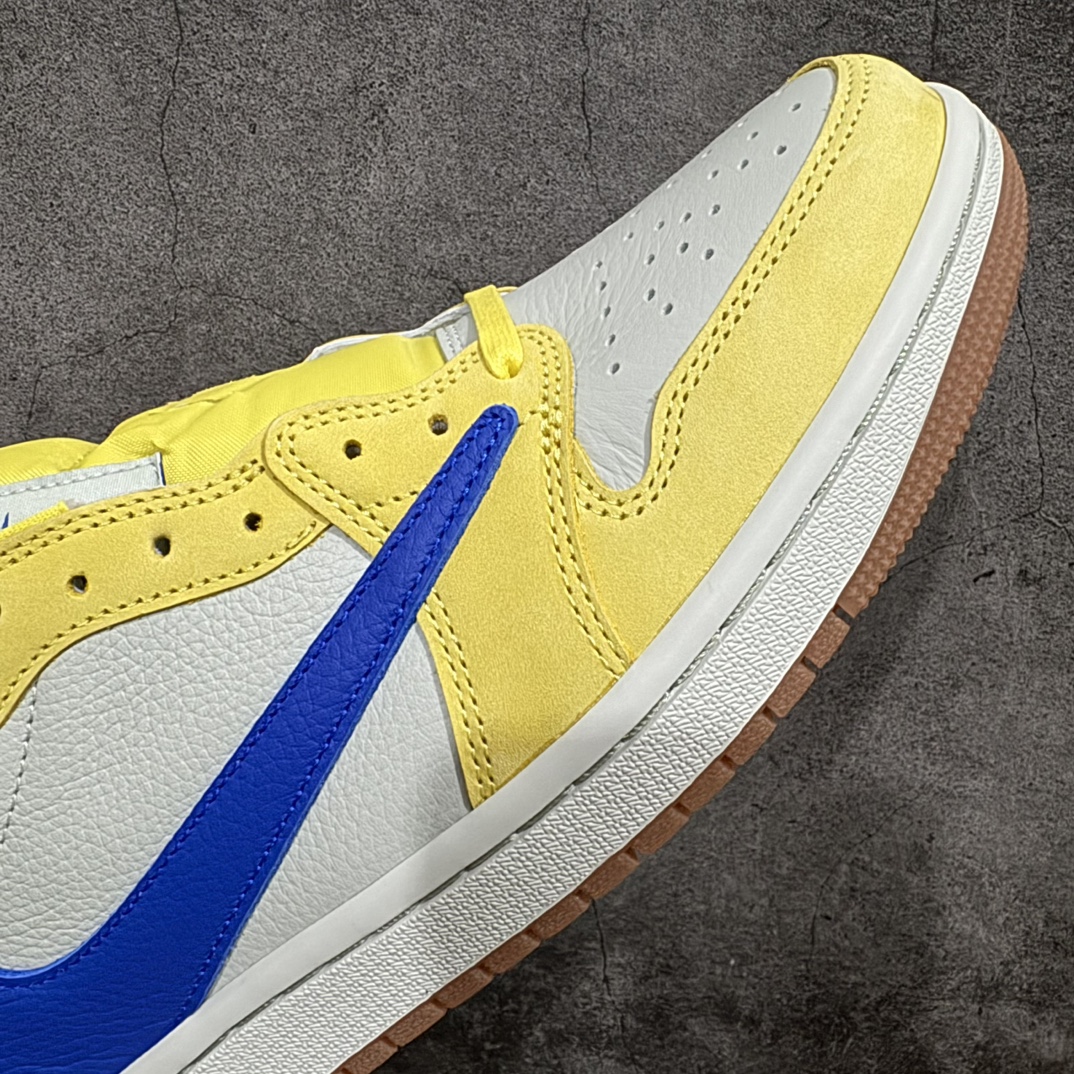 图片[6]-【全新DG2.0版】Travis Scott x Air Jordan AJ1 Low OG SP TS联名倒钩7.0低帮 黄蓝色 DZ4137-700nn全新版本出货 巅峰品质 天花板级别n细节改进版 实拍所见即所得 自行揣摩n此版在各大纯原阵营中 绝对是Top级别的存在‼️n实物过于完美 高端零售主推版本 关键价格也不杀猪💪🏻nn纯原第一梯队版本 细节均没毛病 品质自观实拍👇🏻n所有皮料均来自原厂 所有细节均多次校对n针车效果同步原鞋 刺绣拉到原厂定做n原楦原纸板开发 后跟弧度收口自然不对折极致一眼正品既视感 进口玻璃冲刀皮料裁剪零毛边承诺百分百一致原鞋 鞋面清洁度最高 QC检验标准 控制溢胶 鞋盒、防尘纸 配件鞋带 均采购来自原厂n 尺码：36-47.5 编码：LJQ400430-鞋库