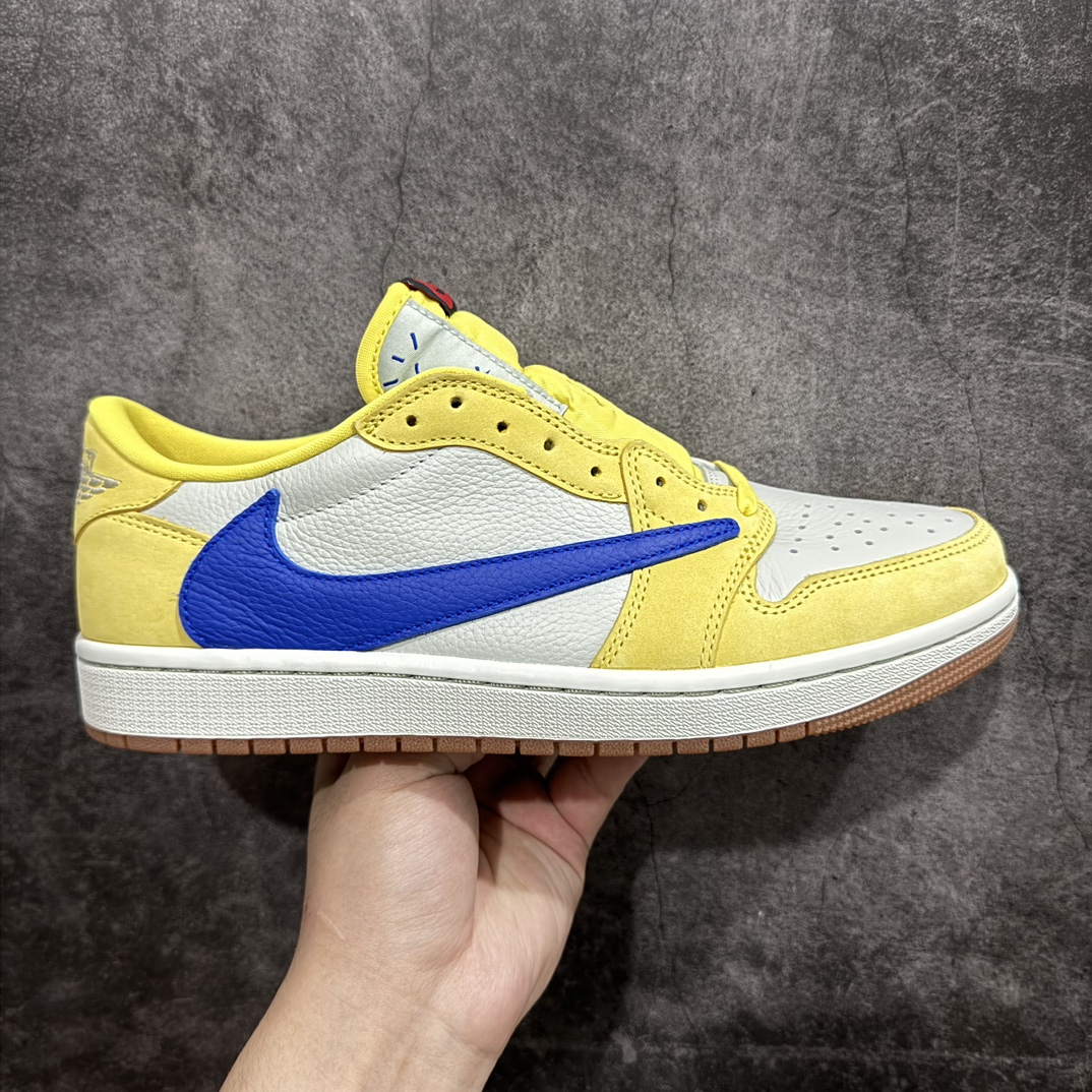 【全新DG2.0版】Travis Scott x Air Jordan AJ1 Low OG SP TS联名倒钩7.0低帮 黄蓝色 DZ4137-700nn全新版本出货 巅峰品质 天花板级别n细节改进版 实拍所见即所得 自行揣摩n此版在各大纯原阵营中 绝对是Top级别的存在‼️n实物过于完美 高端零售主推版本 关键价格也不杀猪💪🏻nn纯原第一梯队版本 细节均没毛病 品质自观实拍👇🏻n所有皮料均来自原厂 所有细节均多次校对n针车效果同步原鞋 刺绣拉到原厂定做n原楦原纸板开发 后跟弧度收口自然不对折极致一眼正品既视感 进口玻璃冲刀皮料裁剪零毛边承诺百分百一致原鞋 鞋面清洁度最高 QC检验标准 控制溢胶 鞋盒、防尘纸 配件鞋带 均采购来自原厂n 尺码：36-47.5 编码：LJQ400430-鞋库