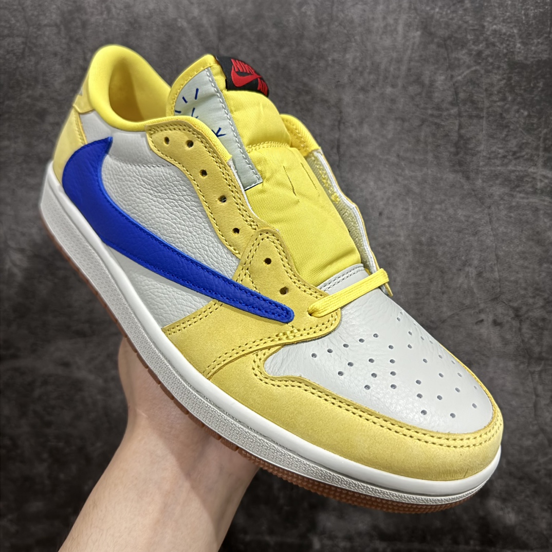 图片[3]-【全新DG2.0版】Travis Scott x Air Jordan AJ1 Low OG SP TS联名倒钩7.0低帮 黄蓝色 DZ4137-700nn全新版本出货 巅峰品质 天花板级别n细节改进版 实拍所见即所得 自行揣摩n此版在各大纯原阵营中 绝对是Top级别的存在‼️n实物过于完美 高端零售主推版本 关键价格也不杀猪💪🏻nn纯原第一梯队版本 细节均没毛病 品质自观实拍👇🏻n所有皮料均来自原厂 所有细节均多次校对n针车效果同步原鞋 刺绣拉到原厂定做n原楦原纸板开发 后跟弧度收口自然不对折极致一眼正品既视感 进口玻璃冲刀皮料裁剪零毛边承诺百分百一致原鞋 鞋面清洁度最高 QC检验标准 控制溢胶 鞋盒、防尘纸 配件鞋带 均采购来自原厂n 尺码：36-47.5 编码：LJQ400430-鞋库