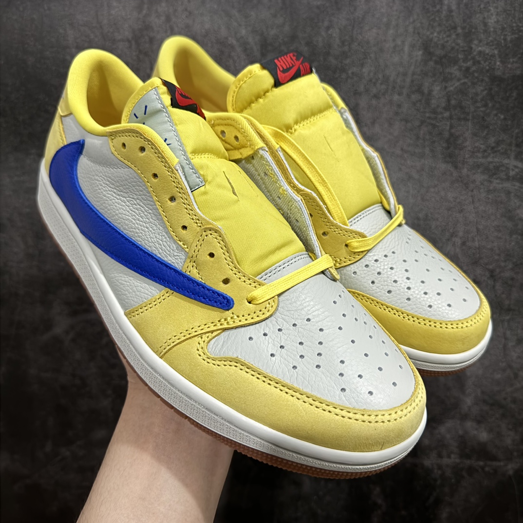 【全新DG2.0版】Travis Scott x Air Jordan AJ1 Low OG SP TS联名倒钩7.0低帮 黄蓝色 DZ4137-700nn全新版本出货 巅峰品质 天花板级别n细节改进版 实拍所见即所得 自行揣摩n此版在各大纯原阵营中 绝对是Top级别的存在‼️n实物过于完美 高端零售主推版本 关键价格也不杀猪💪🏻nn纯原第一梯队版本 细节均没毛病 品质自观实拍👇🏻n所有皮料均来自原厂 所有细节均多次校对n针车效果同步原鞋 刺绣拉到原厂定做n原楦原纸板开发 后跟弧度收口自然不对折极致一眼正品既视感 进口玻璃冲刀皮料裁剪零毛边承诺百分百一致原鞋 鞋面清洁度最高 QC检验标准 控制溢胶 鞋盒、防尘纸 配件鞋带 均采购来自原厂n 尺码：36-47.5 编码：LJQ400430-鞋库