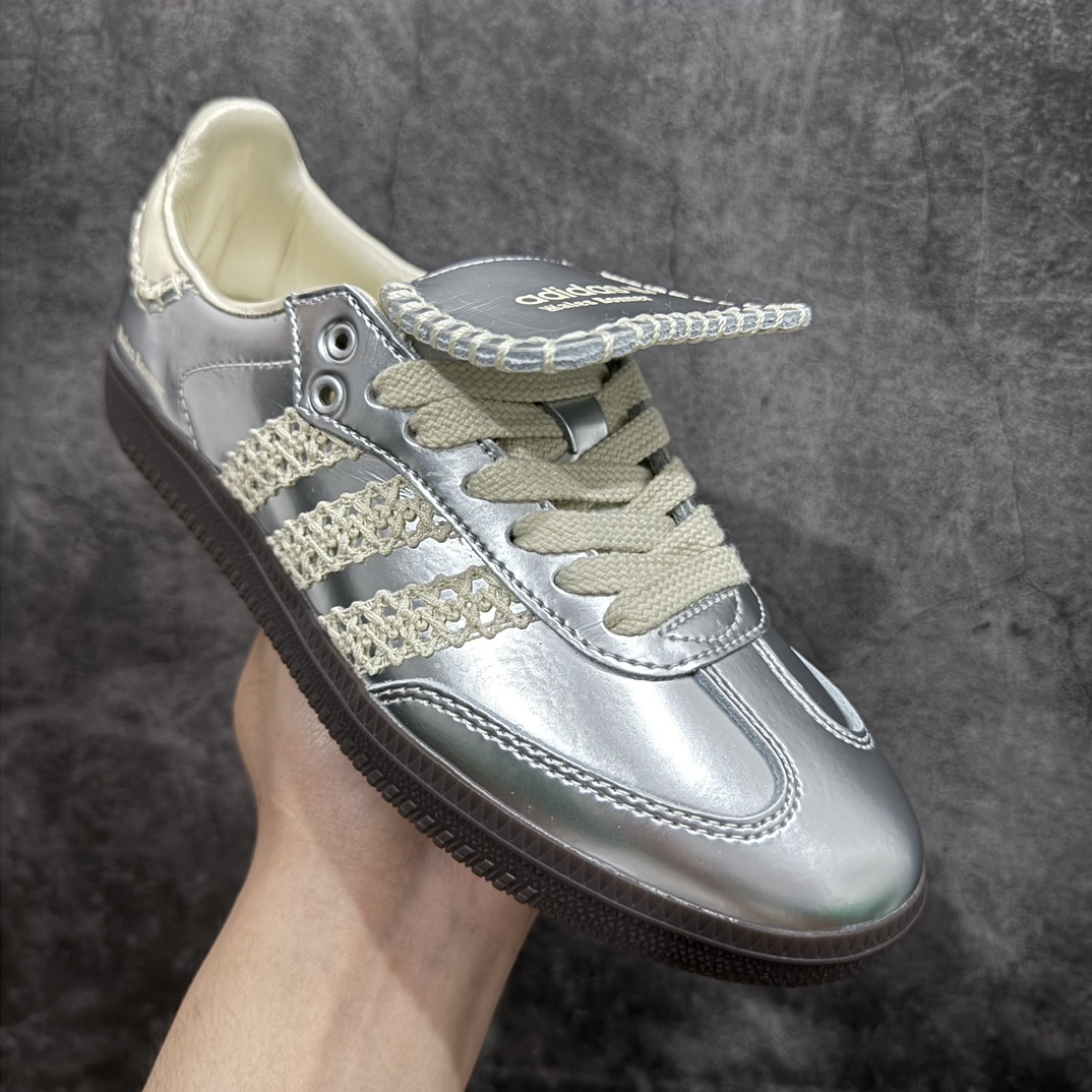 240 【纯原Top版】Wales Bonner x AD Originals Samba Classic"Silver Metallic"桑巴舞板鞋“镜面银米白焦糖底”IG8181