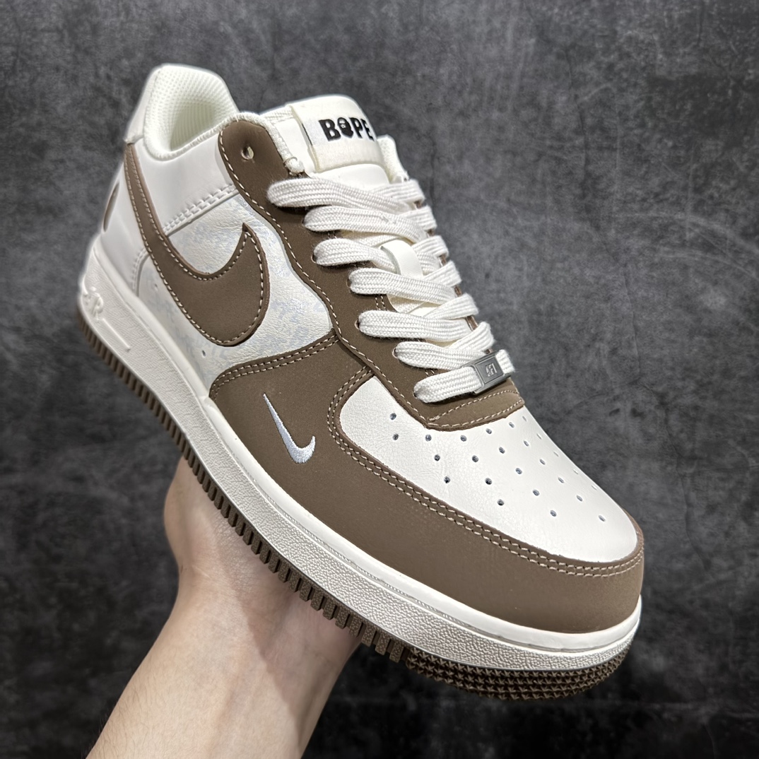 图片[3]-【公司级】Nk Air Force 1\’07 Low BAPE联名-米白栗黄猪八 空军一号低帮休闲板鞋 BA8806-847n原楦头原纸板 原装鞋盒 定制五金配件 内置全掌气垫 原厂鞋底  尺码：36 36.5 37.5 38 38.5 39 40 40.5 41 42 42.5 43 44 44.5 45 编码：HXS210220-鞋库