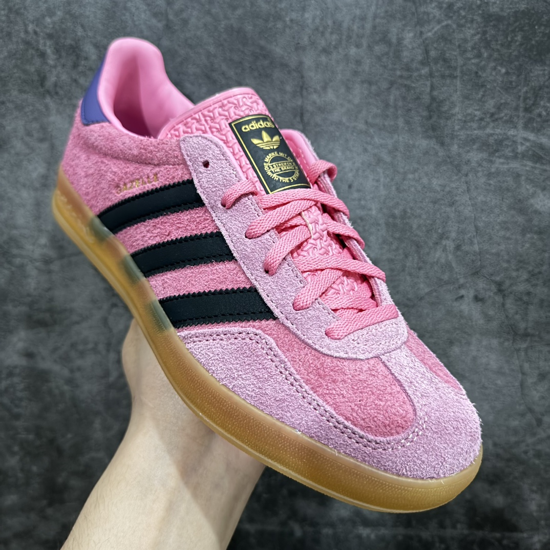 200 【CS版本】AD Original Gazelle Indoor Trainers 瞪羚室内鞋系列低帮复古百搭休闲运动德训风板鞋 粉绿IE7002