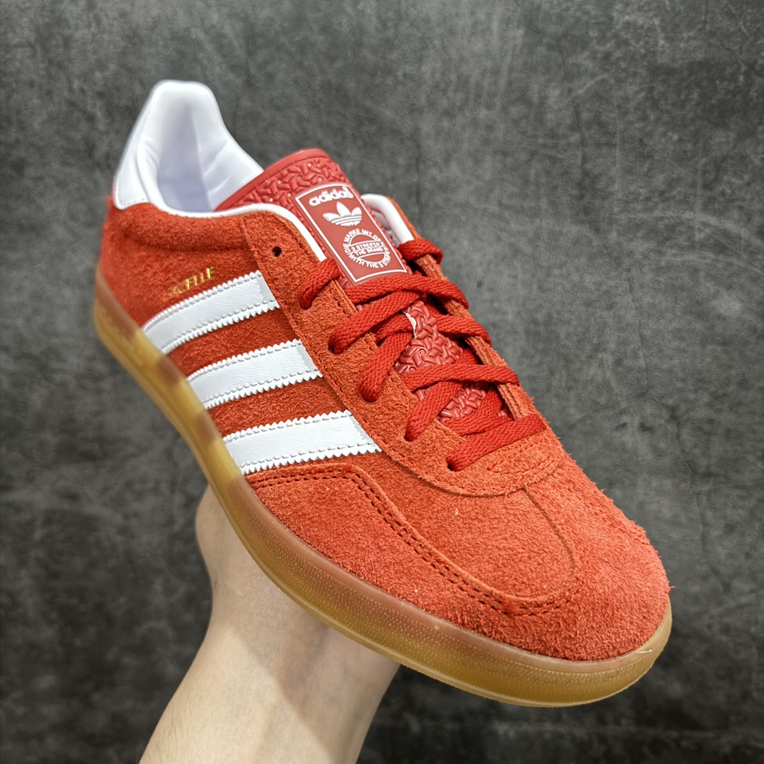 200 【CS版本】AD Original Gazelle Indoor Trainers 瞪羚室内鞋系列低帮复古百搭休闲运动德训风板鞋 橙白HQ8718