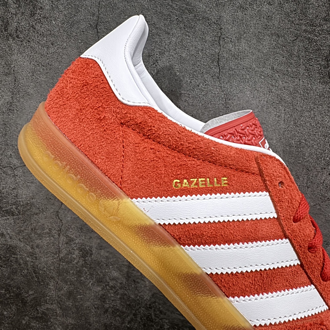 200 【CS版本】AD Original Gazelle Indoor Trainers 瞪羚室内鞋系列低帮复古百搭休闲运动德训风板鞋 橙白HQ8718