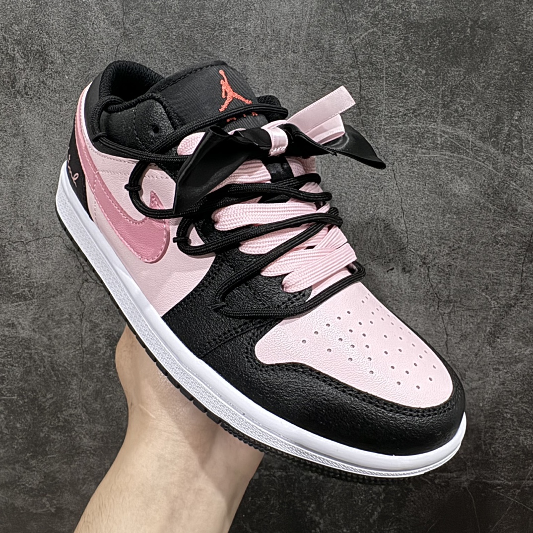 300 【YC礼盒版】Air Jordan 1 Low AJ1 乔1芝芝莓莓 黑粉蝴蝶结 低帮文化复古篮球鞋 DX4374-008