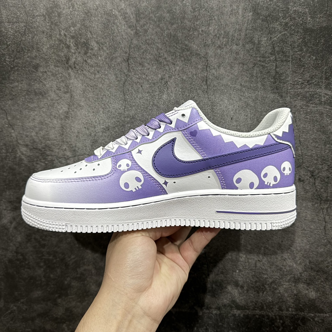 240 Doraemon x Nk Air Force 1'07 Low 小巫女联名款骷髅头渐变白紫空军一号低帮休闲板鞋 CW2288-111