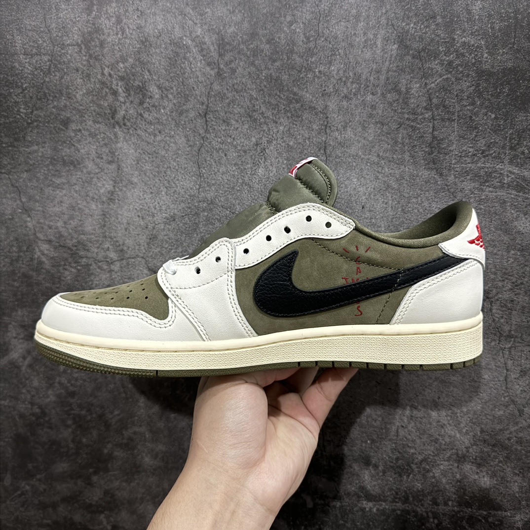 400 【纯原LW版】Travis Scott x Air Jordan AJ1 Low OG SP TS联名军绿倒钩8.0低帮 DM7866-200