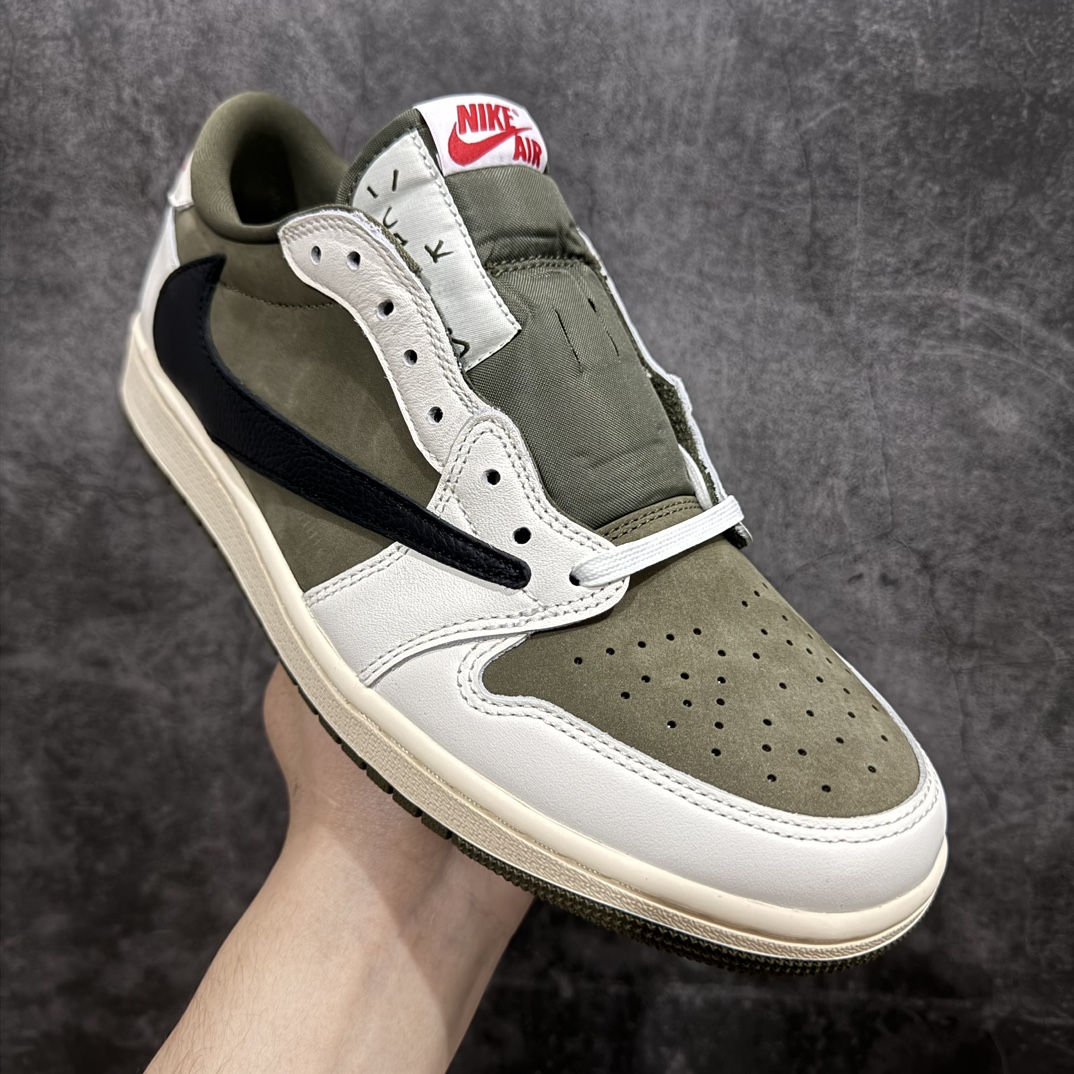 400 【纯原LW版】Travis Scott x Air Jordan AJ1 Low OG SP TS联名军绿倒钩8.0低帮 DM7866-200