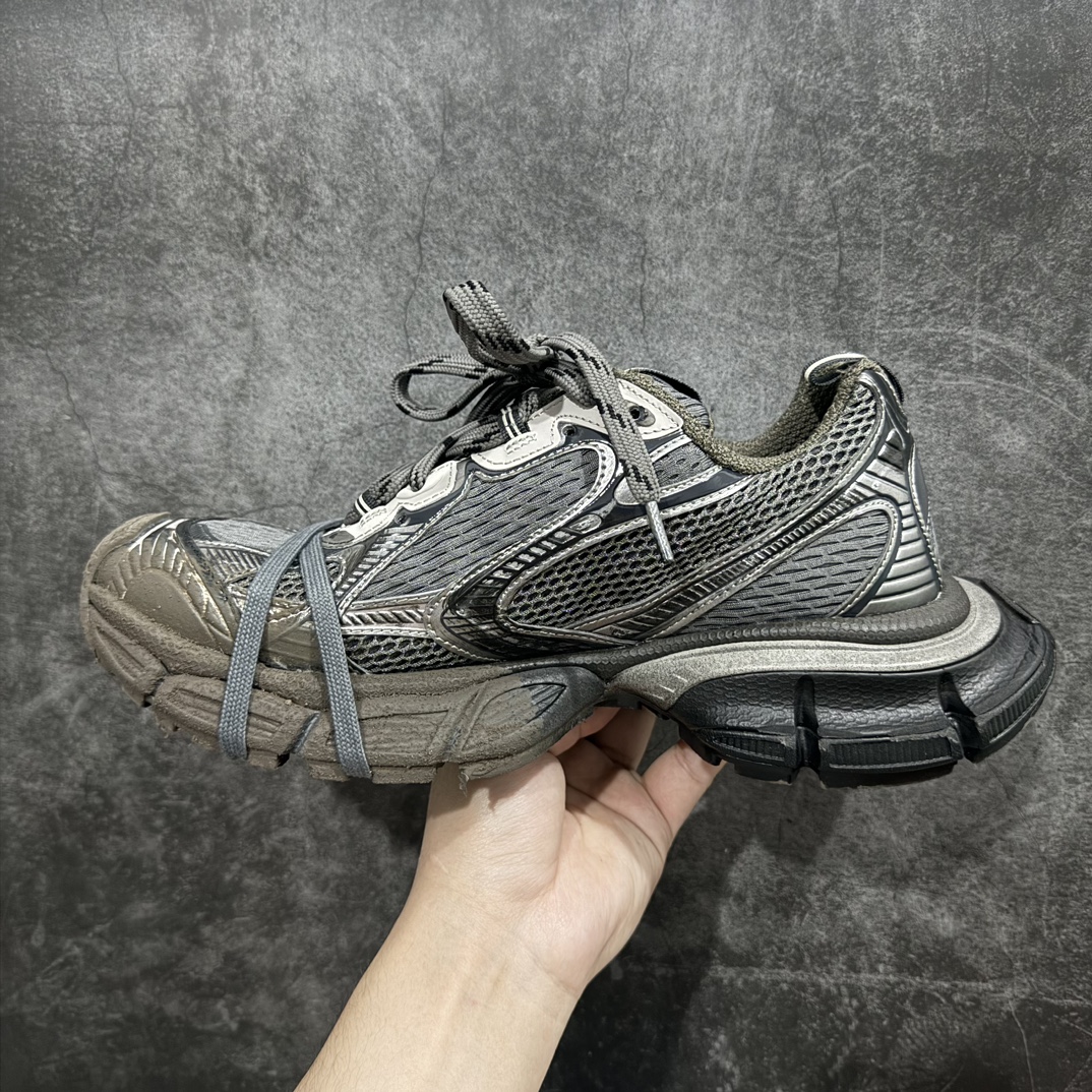 420 【XA版本】BALENCIAGA 3XL Sneakers 巴黎世家十代网布系带低帮走秀复古老爹鞋 黑灰泥染