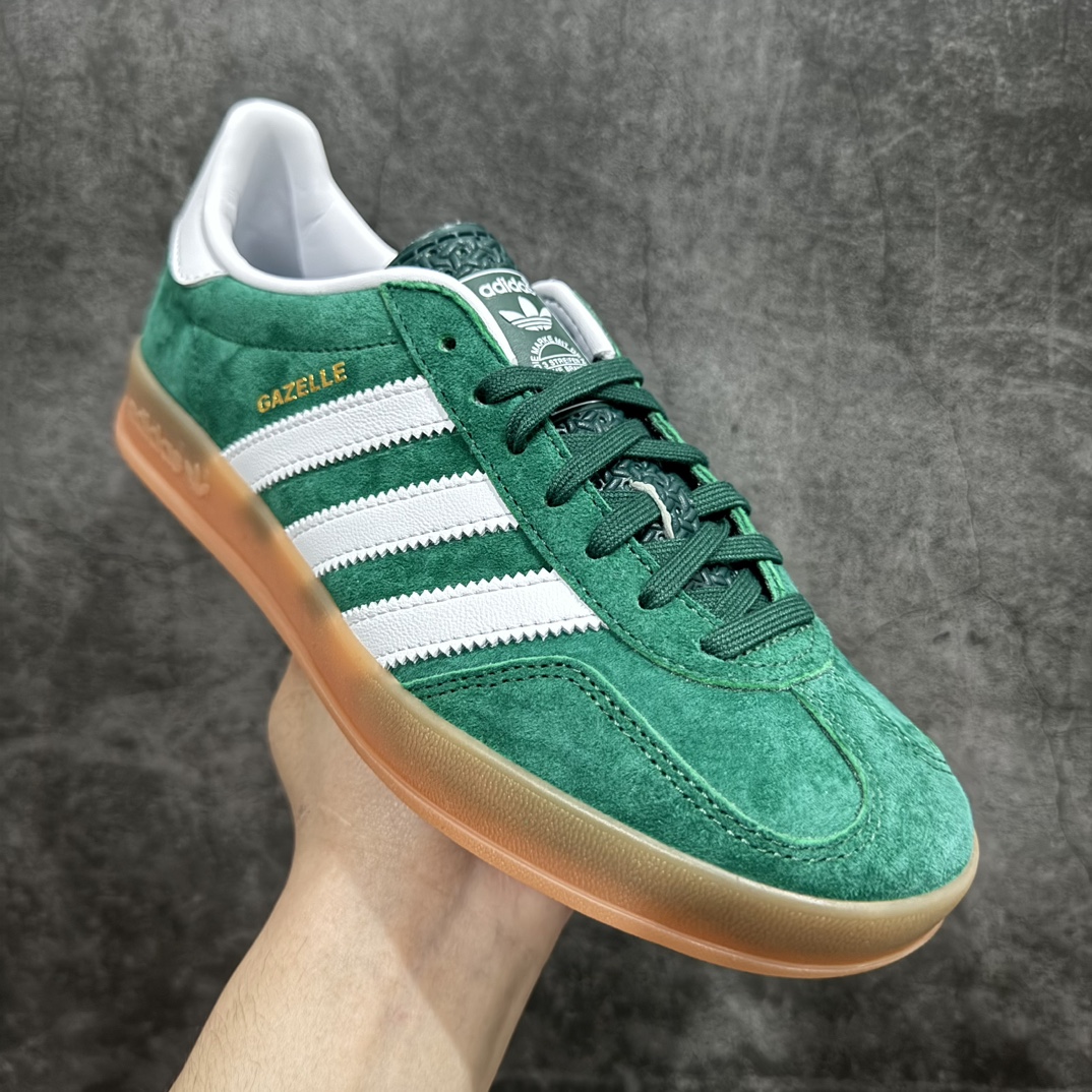 200 【KX纯原版】Adidas Originals Gazelle Indoor 绿白色 IG1596 低帮板鞋