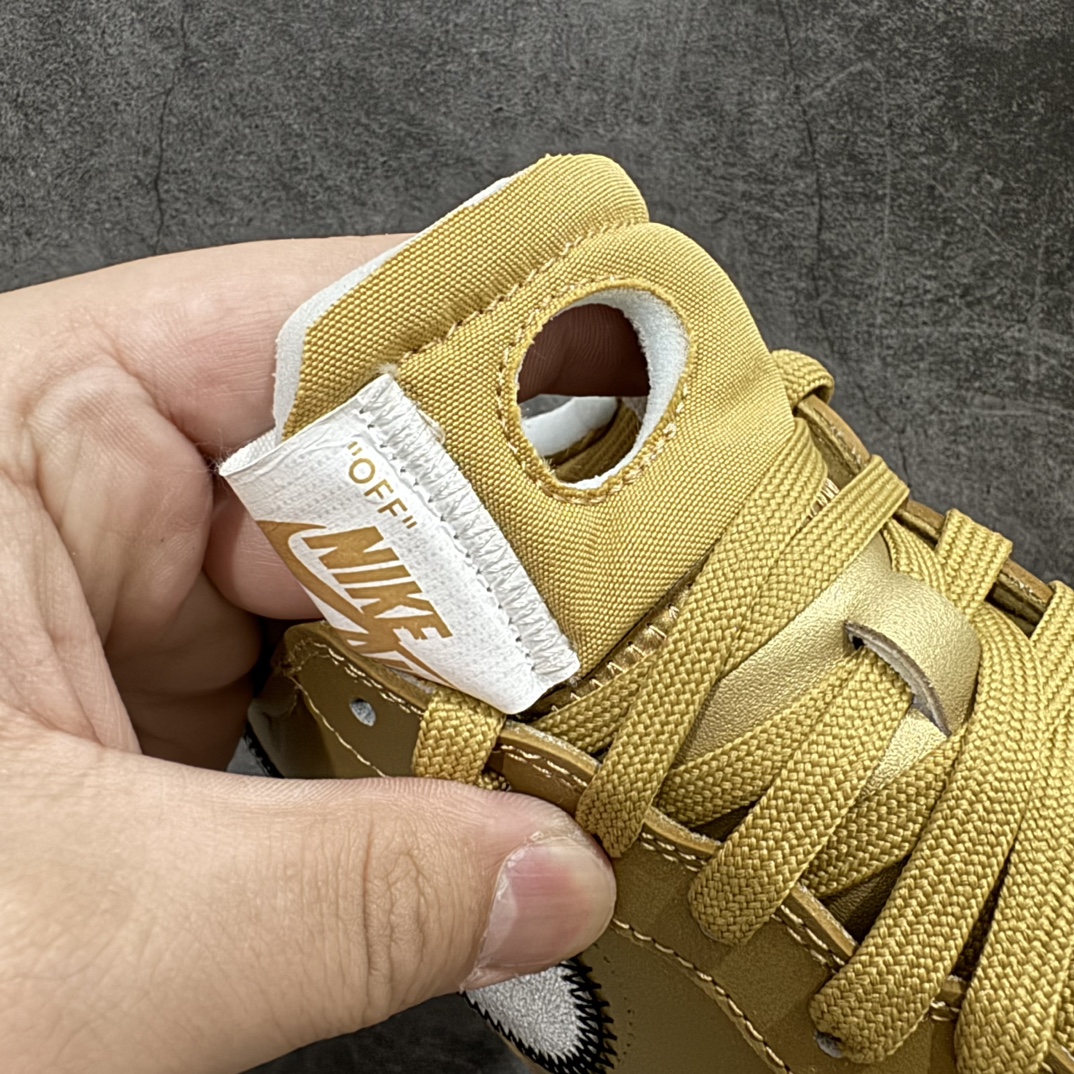 图片[5]-【纯原H12版】Off-White x NK Air Force 1 \”Gold”空军一号 OW联名金色艺术馆 AO4297-800 全套原原楦纸版开发 越南原大装底 重金采购原厂Prime Asia贝利进口皮料 内侧标语字体三段大小 原厂油墨加持 色泽亮度 高频效果一致 全鞋电脑针车 工整有序 视觉效果满分 原厂拉帮手法 标准四线 密度针距针孔大小控制到位 原装反口里网布海绵 正确卡色网眼大小 原厂港宝加持完美还原灵魂版型 原盒原配从里到外百分百还原 内置Sole气垫 中底白色背胶SIZE：39 40 40.5 41 42 42.5 43 44 44.5 45 46 47.5 编码：DF350400-鞋库