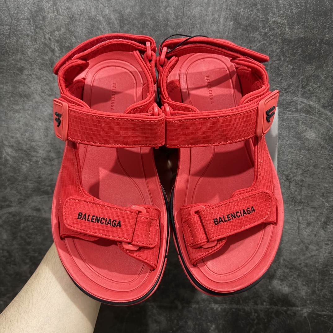 BalenciagaTourist巴黎世家织物露趾魔术贴沙滩凉鞋原纸板楦头开发最原汁原味的灵魂版型全鞋荧