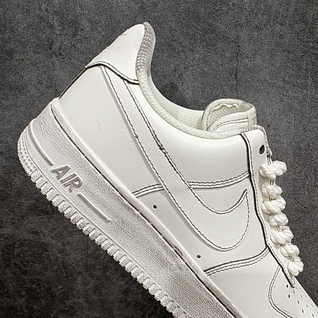 240 【定制款】Nike By You Air Force 1'07 Low Retro SP空军一号低帮板鞋“米白黑做旧麻绳粗鞋带”315122-333