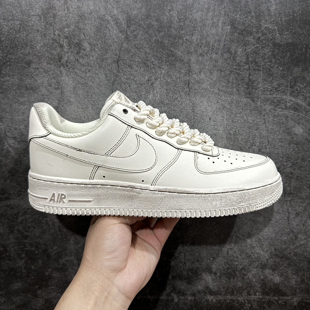 240 【定制款】Nike By You Air Force 1’07 Low Retro SP空军一号低帮板鞋“米白黑做旧麻绳粗鞋带”315122-333