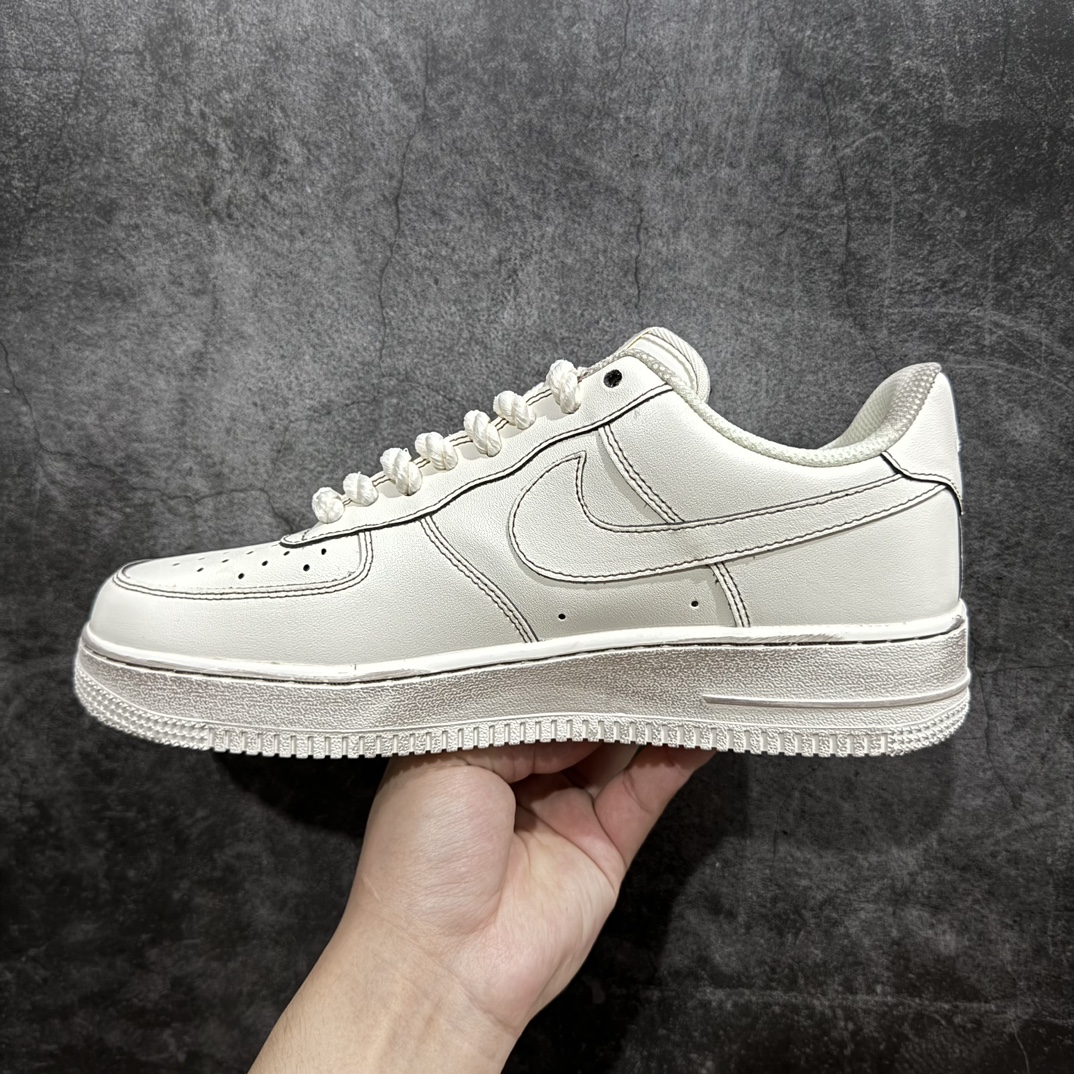 240 【定制款】Nike By You Air Force 1'07 Low Retro SP空军一号低帮板鞋“米白黑做旧麻绳粗鞋带”315122-333