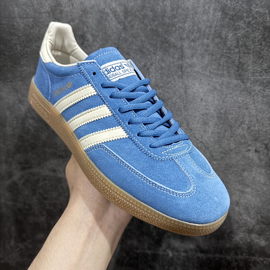 180 【R版】阿迪达斯Adidas Originals Handball SPZL 手球运动员系列百搭休闲运动板鞋“翻毛蓝白奶白焦糖底”IG6194