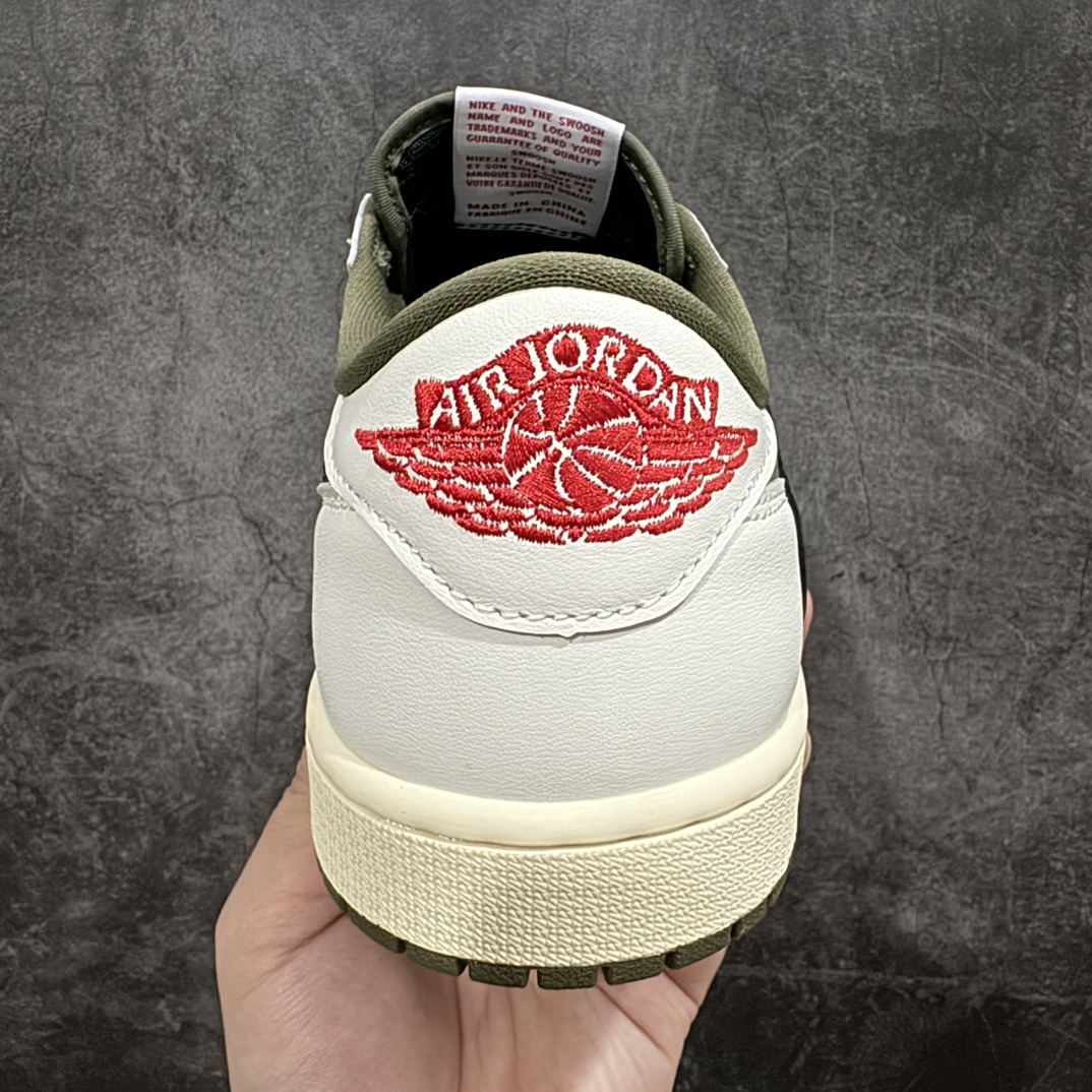 纯原版TravisScottxAirJordanAJ1LowOGSPTS联名军绿倒钩8.0低帮DM786