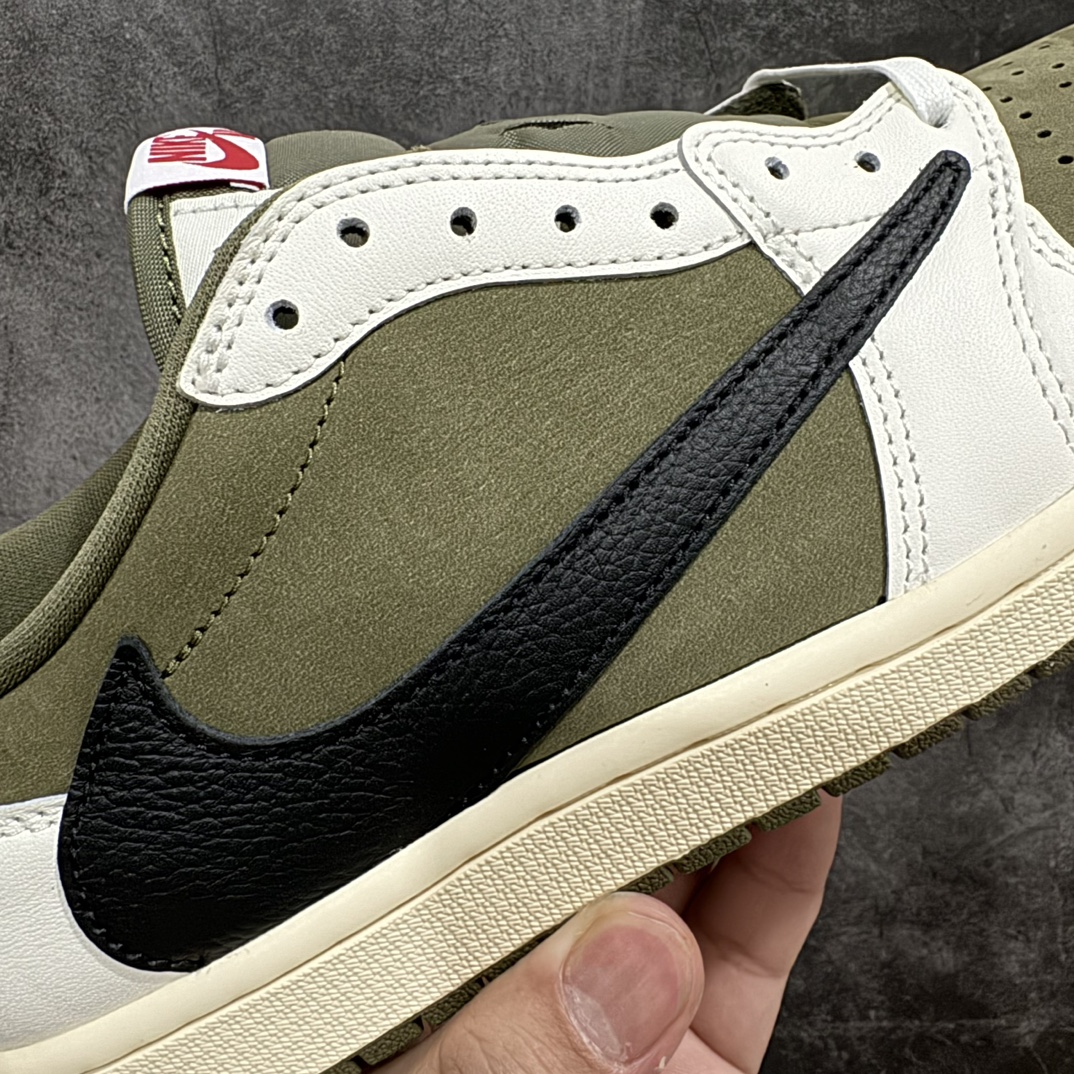 图片[6]-【PK纯原版】Travis Scott x Air Jordan AJ1 Low OG SP TS联名军绿倒钩8.0低帮 DM7866-200nn品质非常稳的版本细节强于市场90%以上代号纯原版本n高价零售必推 零翻车💪🏻nn所有皮料均来自原厂 所有细节均多次校对针车效果同步原鞋 刺绣拉到原厂定做原楦原纸板开发 后跟弧度收口自然不对折 极致一眼正品既视感进口玻璃冲刀皮料裁剪超干净零毛边 承诺百分百一致原鞋 鞋面清洁度最高 QC检验标准 控制溢胶 鞋盒、防尘纸 配件鞋带 均采购来自原厂 尺码：36-47.5 编码：T1440460-莆田鞋批发中心