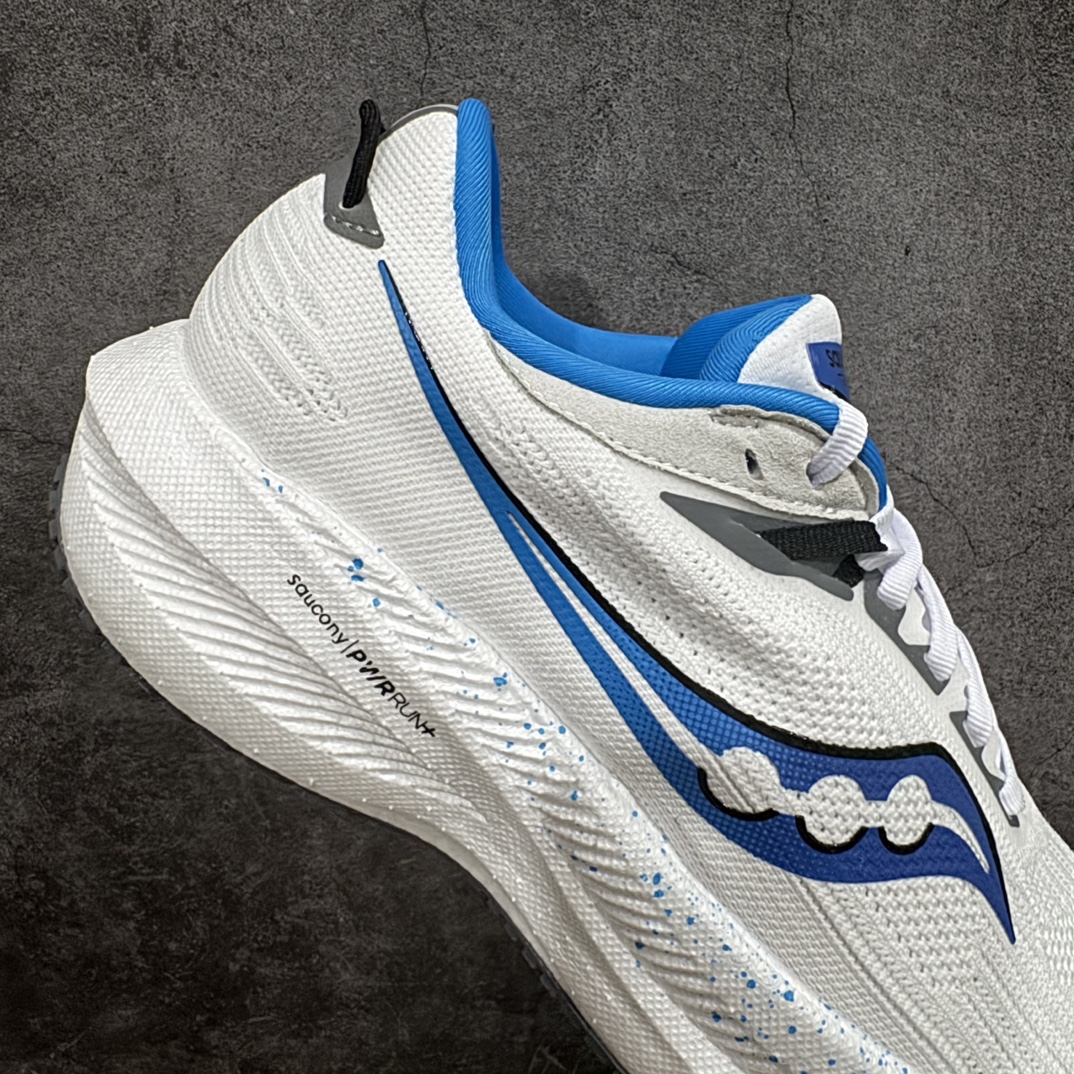 SauconyTriumph21索康尼胜利21系列低帮白蓝色系带减震耐磨透气低邦马拉松跑步鞋从胜利走向胜