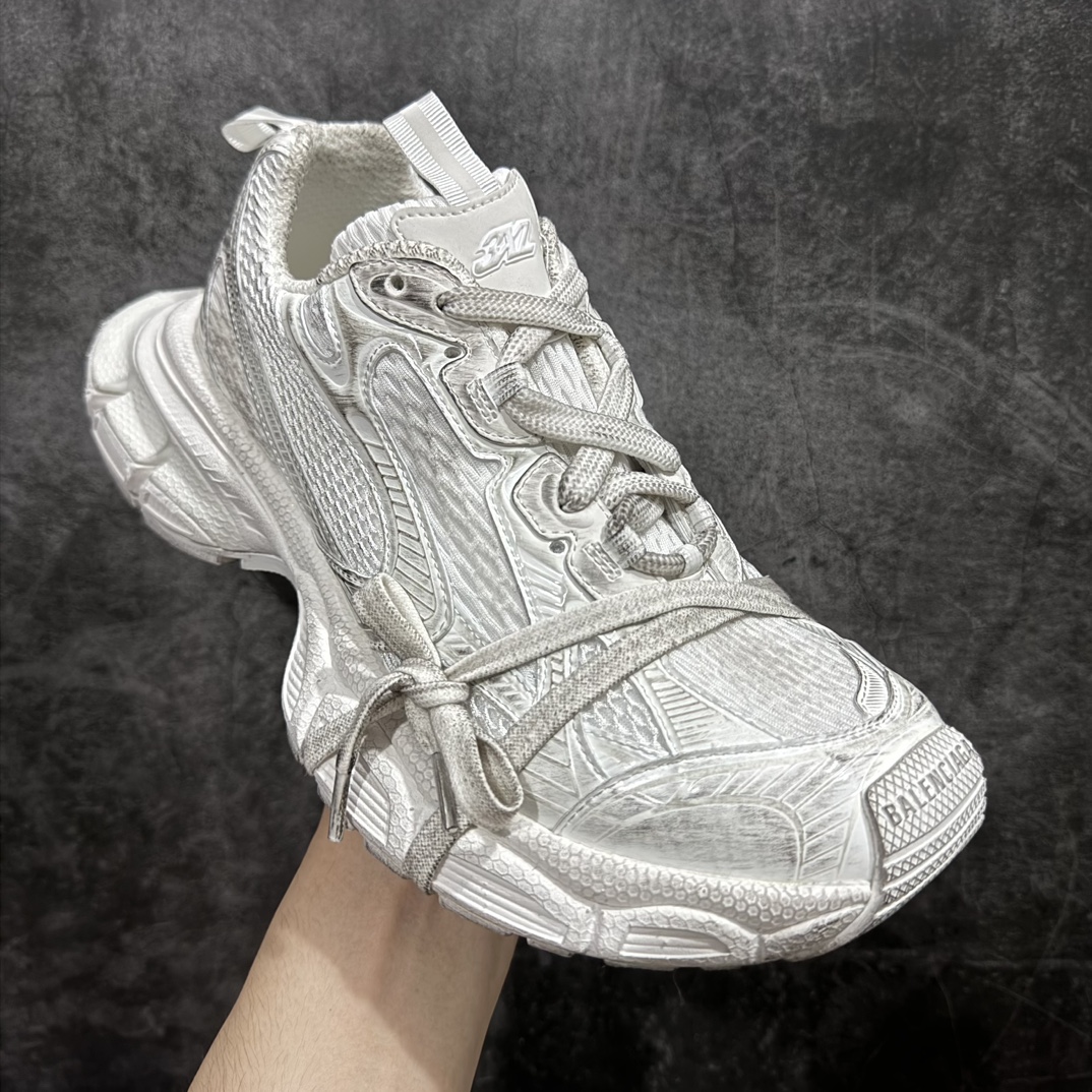 纯原BALENCIAGA3XLSneakers巴黎世家十代网布系带低帮走秀复古老爹鞋白色全新版本全新顶端