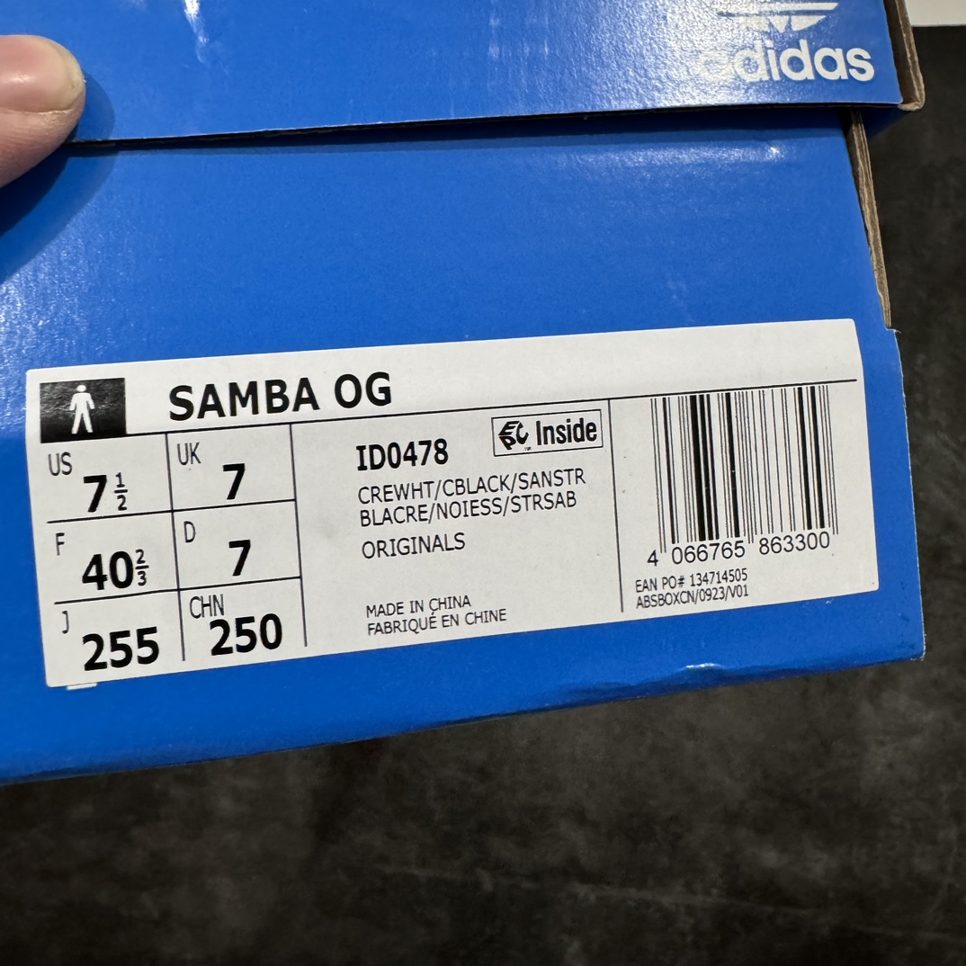 OriginalSambaOG复古经典轻便板鞋白黑ID0478SIZE35-47.5